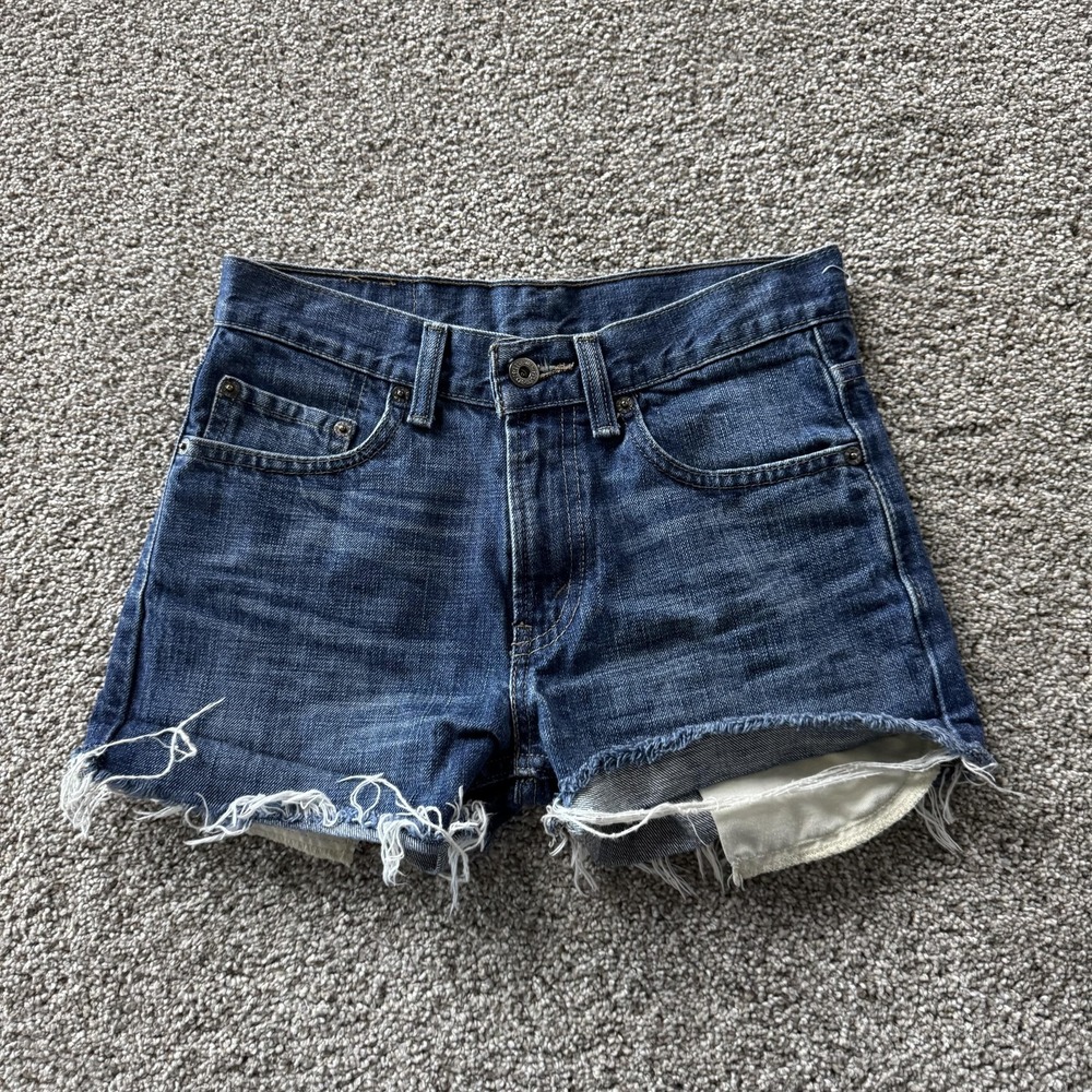 Levi's Denim Micro Shorts Womens 26 Blue 514 Slim Cutoff Frayed Hem Jorts Casual